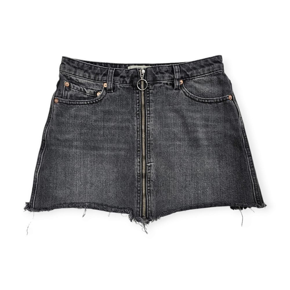 We The Free‎ Black Zip Up Front Denim Mini Skirt Women's Size 26